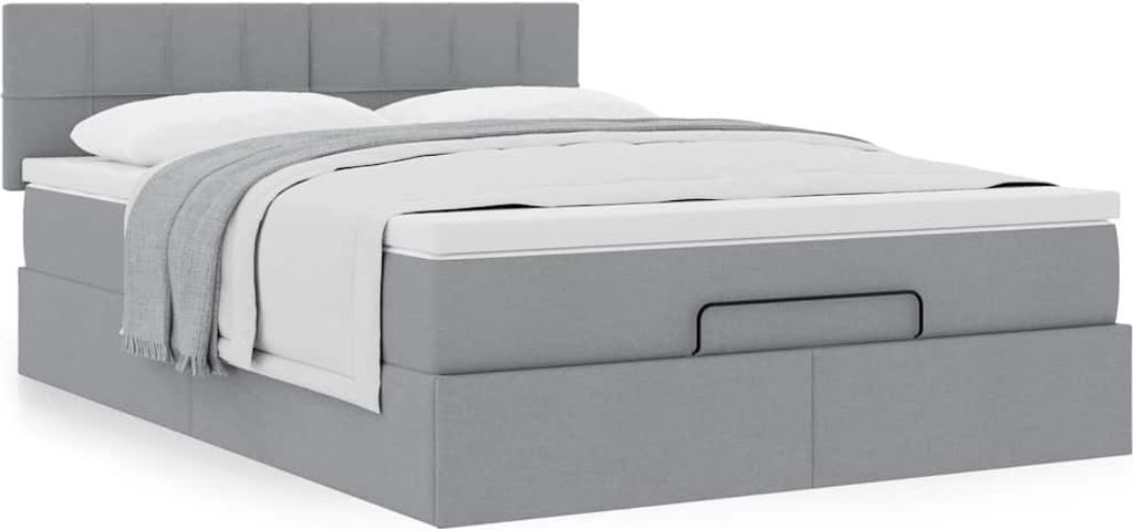 CLORIS Ottoman-Bett mit Matratze Hellgrau 140x200 cm Stoff - Klassische Betten 602