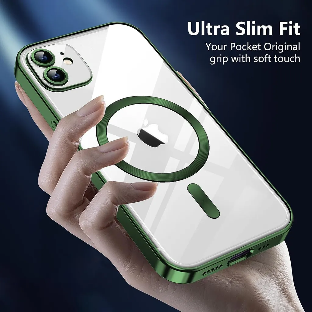 MyGadget Cover Per IPhone 14 Plus – Custodia In Silicone Morbido TPU, Antiurto E Antiscivolo, Colore Verde Oliva, Design Sottile