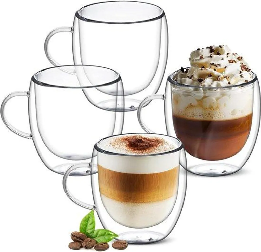 Verres isolants anti-brûlure lot de 4 pour café et thé résistants