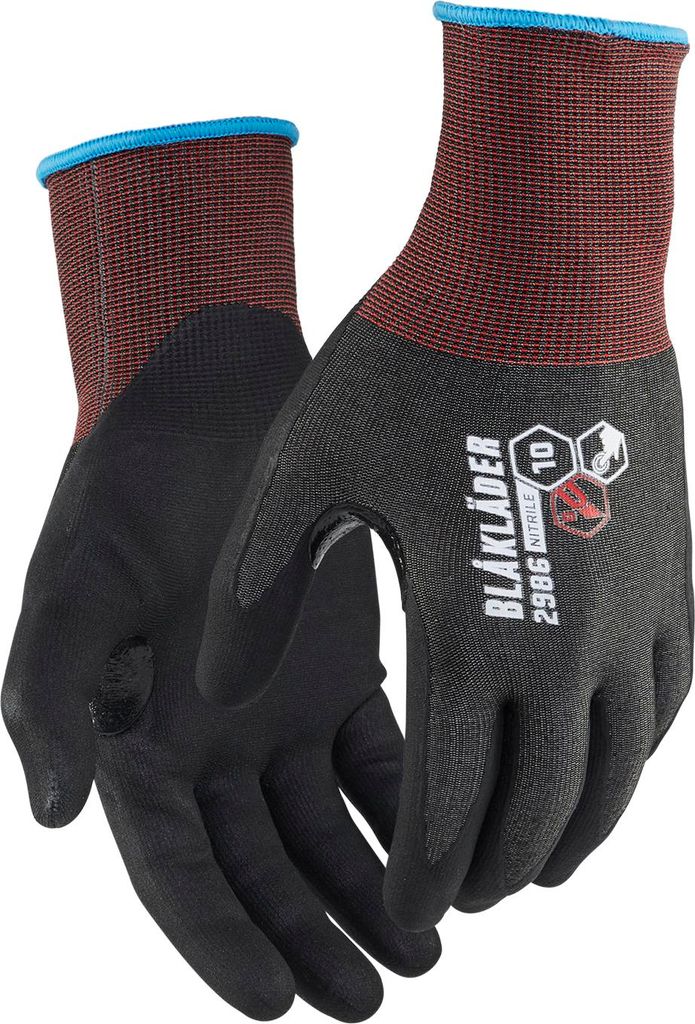 Blakläder Schnittschutz Handschuh D Touch Nitril-getaucht 2986, Farbe:Schwarz, Größe:9