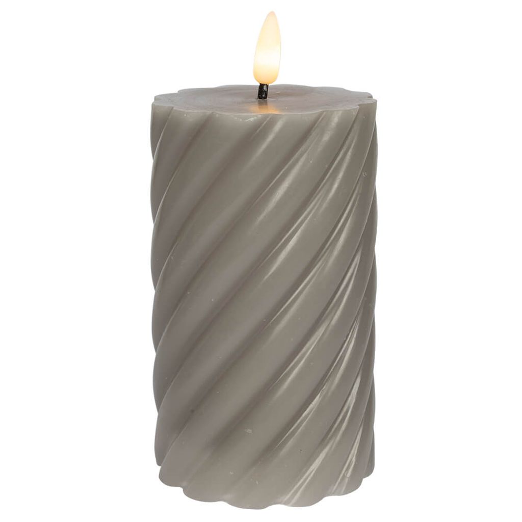 STAR TRADING LED-Echtwachs-Kerze Flamme Swirl 15x7,5cm grau Obrázok produktu 