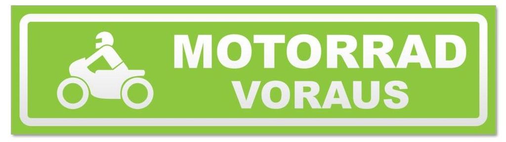 Kiwistar - Autoaufkleber - Lindgrün - 45 x 12 cm - Motorrad voraus Motiv 2 invertiert - Hinweis Aufkleber Sticker für Auto, Kfz, Fahrrad, PKW, LKW
