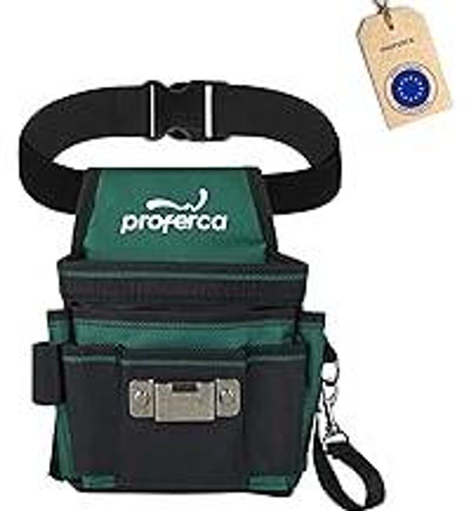 PROFERCA Werkzeuggürtel | robuster Stoff 1680D | werkzeugtasche gürtel mit mehreren Taschen | Spezialgürtel für Elektriker | handwerker Gürtel