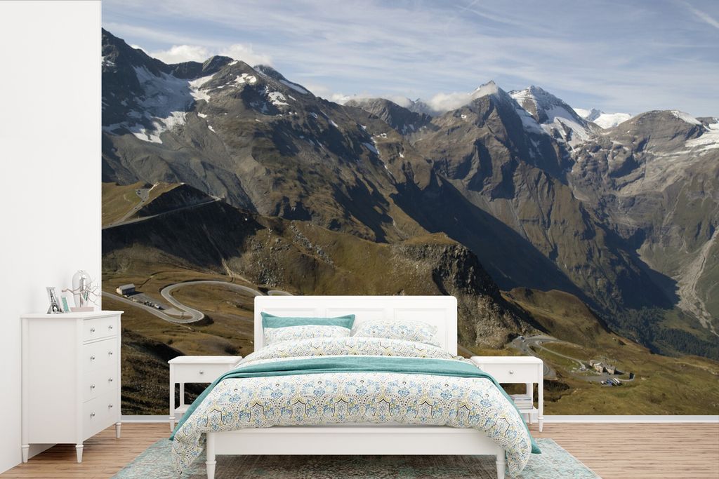 MuchoWow Fototapete für Wohnzimmer oder Schlafzimmer Wandtapete Vinyl Motivtapete Die Landschaft der Europäischen Alpen am Großglockner - 525x...