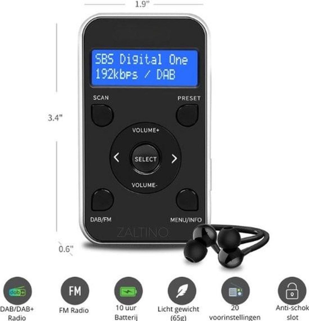 Mini Radio Numérique De Poche DAB/DAB+ FM – Lecteur MP3 Bluetooth – Modèle DAB-P7 (noir)