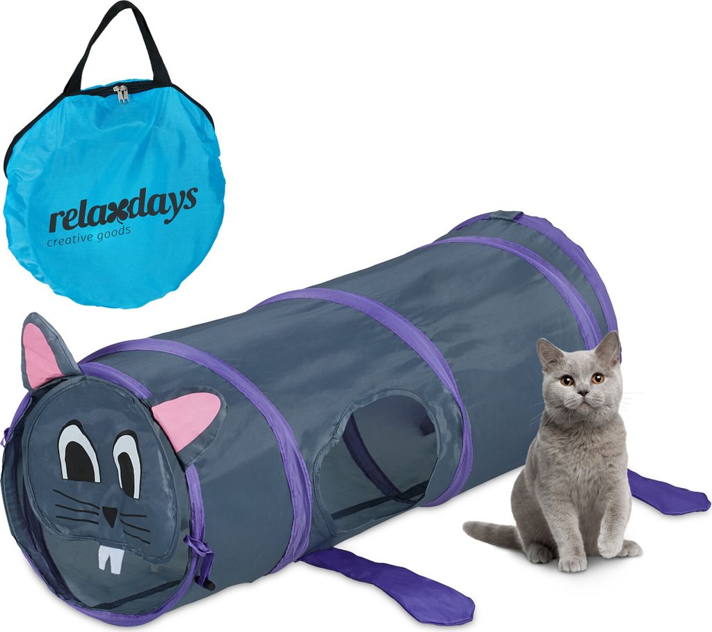 Kattentunnel - aufklappbar - Pop-up - Spieltunnel - Polyester - mit Tasche