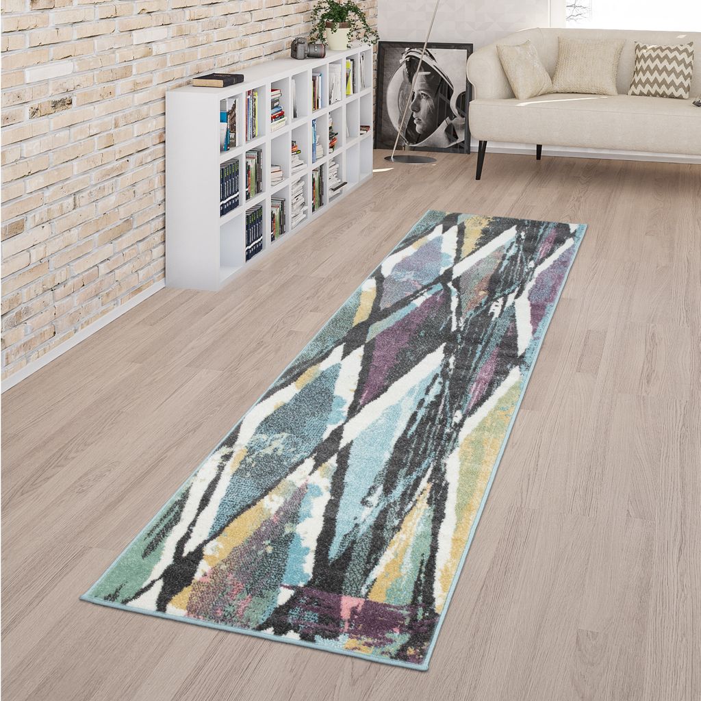 TT Home Kurzflor-Teppich Für Wohnzimmer, Rauten-Muster In Pastellfarben, In Bunt Größe 200x280 cm