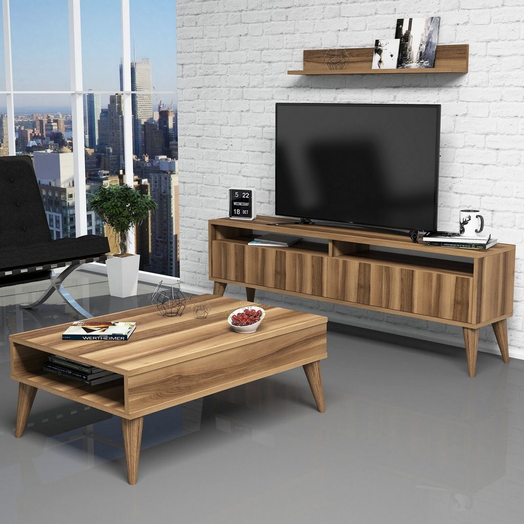 Skye Decor, Best - Walnut, Wohnzimmermöbel-Set, Nussbaum, 100 % MELAMINBESCHICHTETE SPANPLATTEN, 150 x 30 x 50 cm