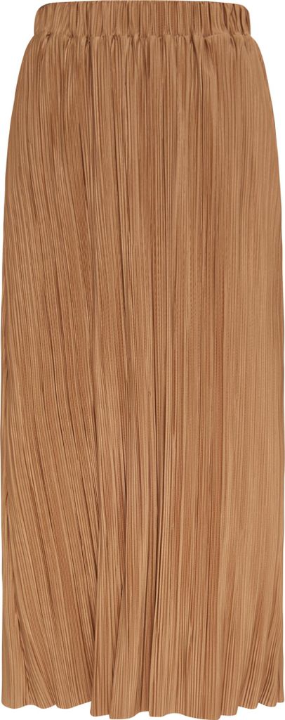 Damen Midi-Rock, Beige, Größe L, mit elastischem Bund