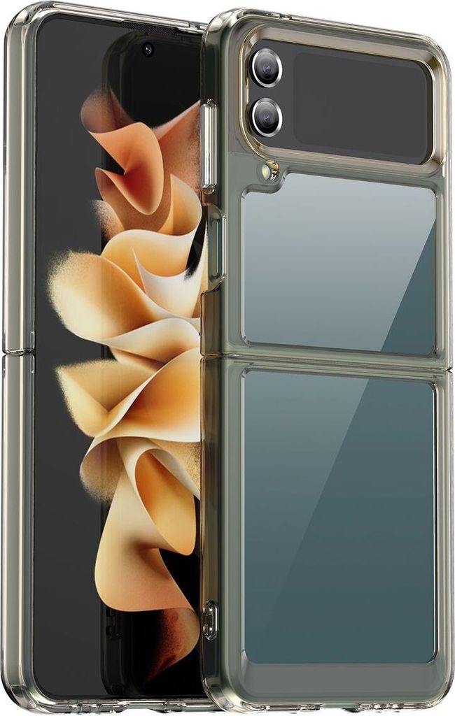 König Design Hülle kompatibel mit Samsung Galaxy Z Flip4 5G Kunststoff Soft Handyhülle - Handy Case Transparent Grau