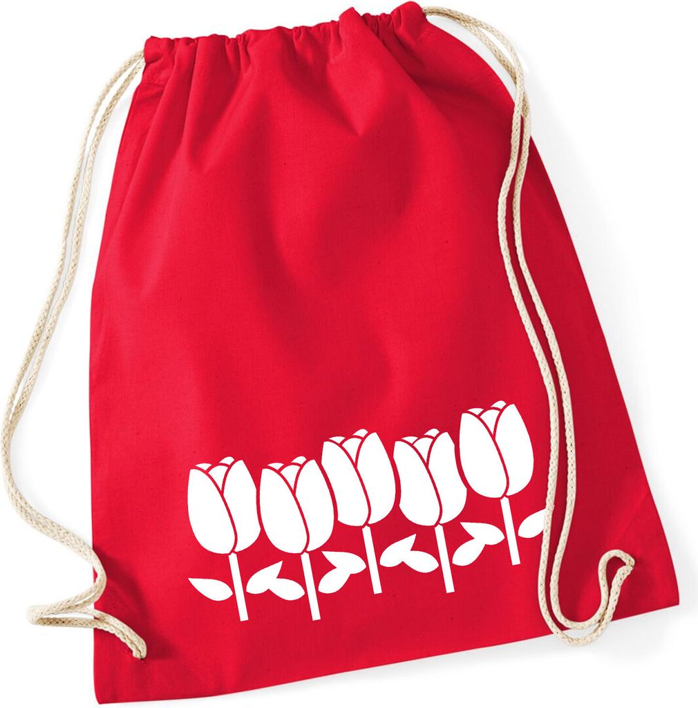 Huuraa Turnbeutel Tulpen Blüte 12 Liter Classic Red Baumwolle Rucksack Geschenkidee