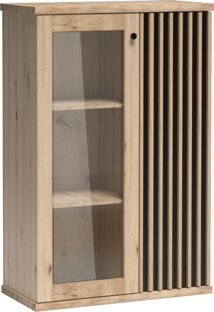 Highboard Vitrine Eiche mit schwarz CALLAO-161