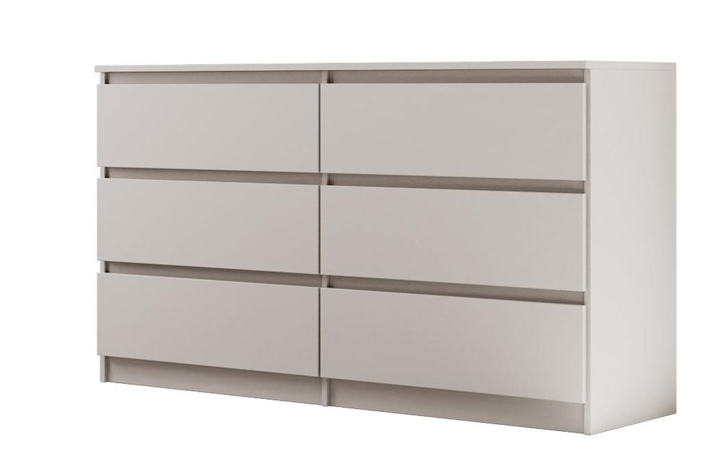 Moderne Kommode LINDA 6S - Sideboard 140cm mit 6 Schubladen & Grifflosen Fronten (Kaschmir)