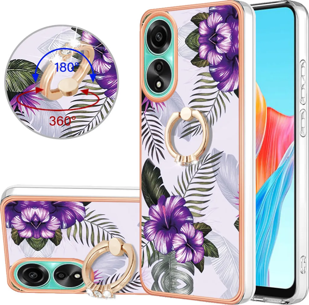 Cover Oppo A78 4G Viola Fantasia | Custodia TPU con Ring Holder