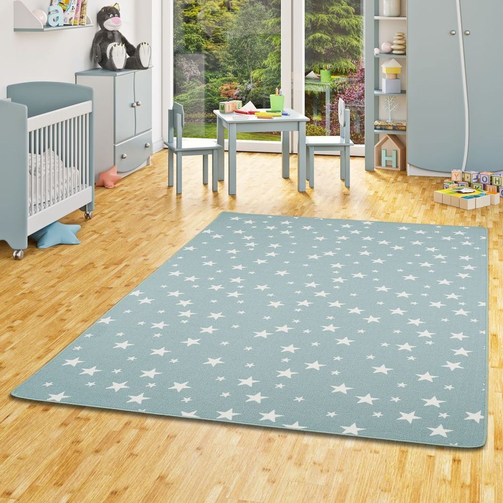 Kinder Spiel Teppich Sterne Mintgrün, Größe:400x500 cm