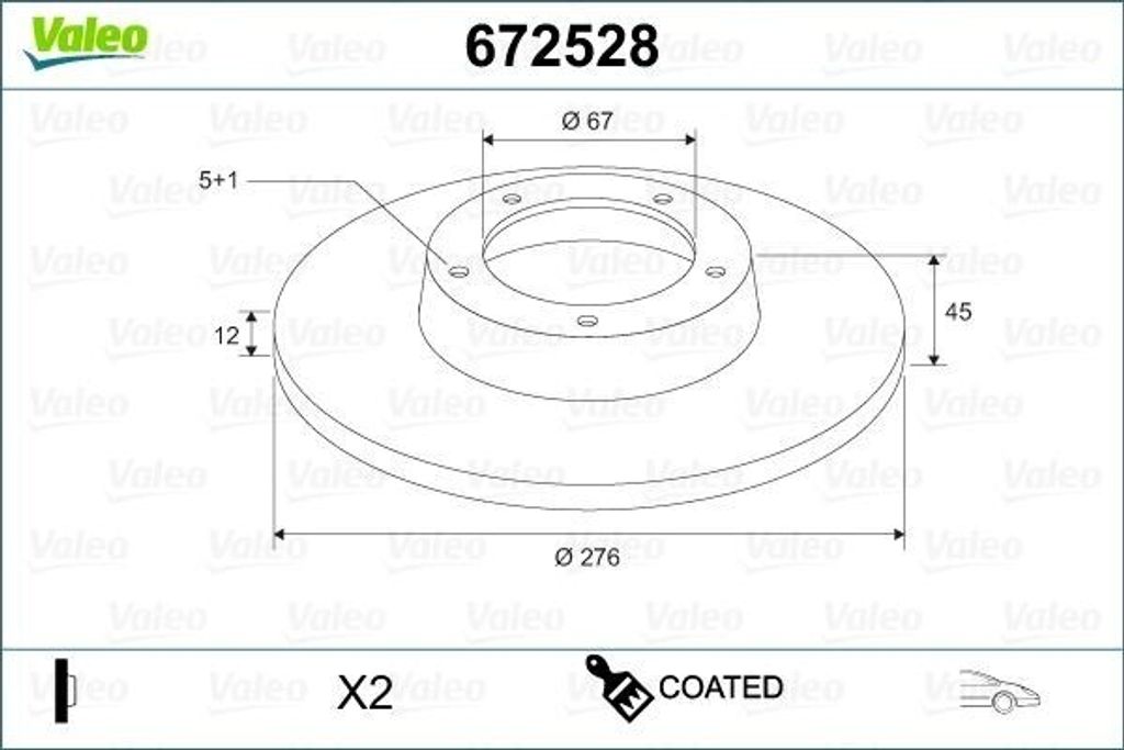 2x VALEO Bremsscheibe 672528 vorne passend für MERCEDES-BENZ A-Klasse (W169)