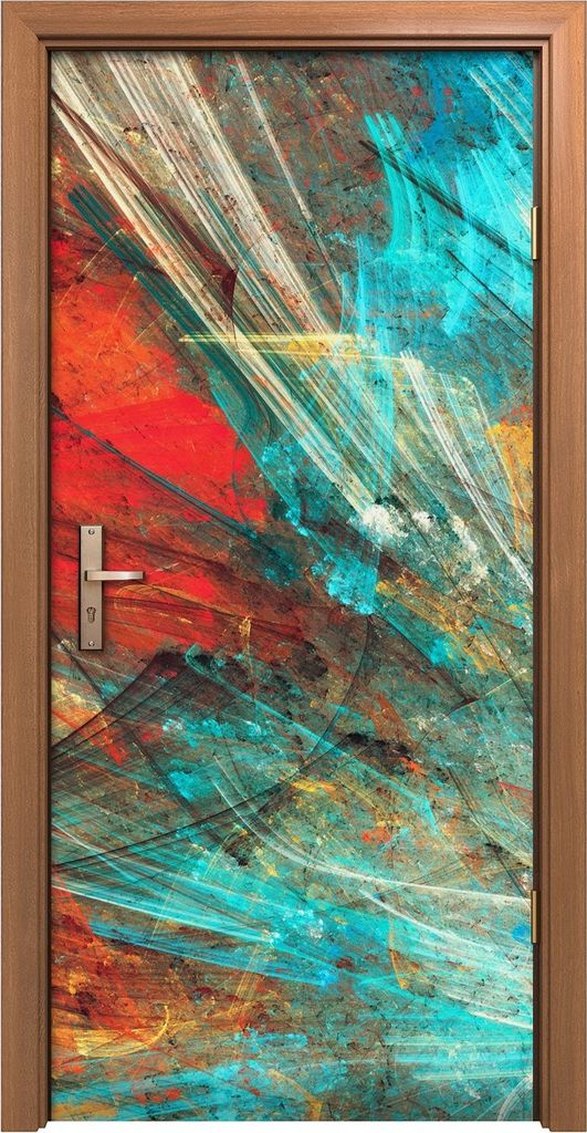 Türposter 90x200 cm Türaufkleber Türtapete Türfolie Klebefolie abstrakt Aquarell farbenfroh