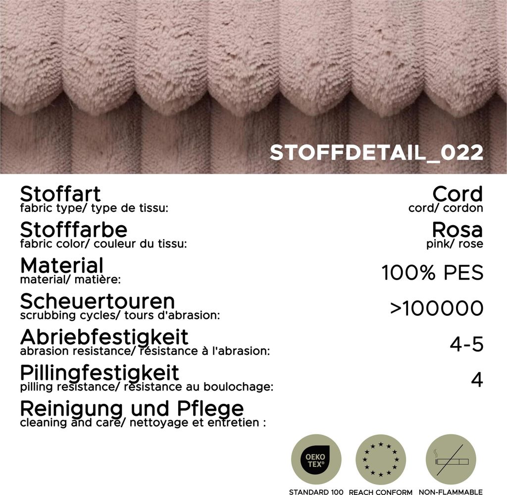 xonox.home Grubs Schlafsofa 3 Sitzer rosa B/H/T: 225x96x93cm