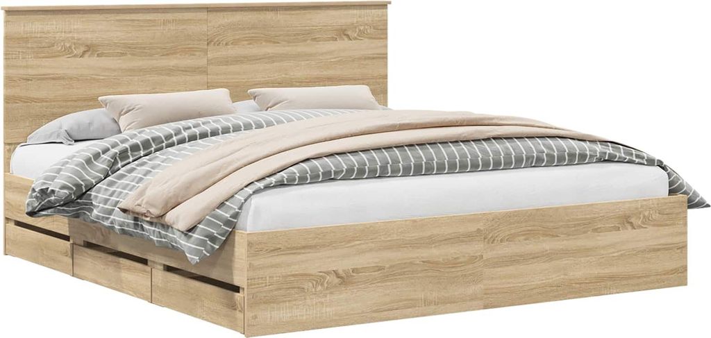 vidaXL Bettrahmen Sonoma-Eiche 200 x 200 cm Ingenieurs Holz