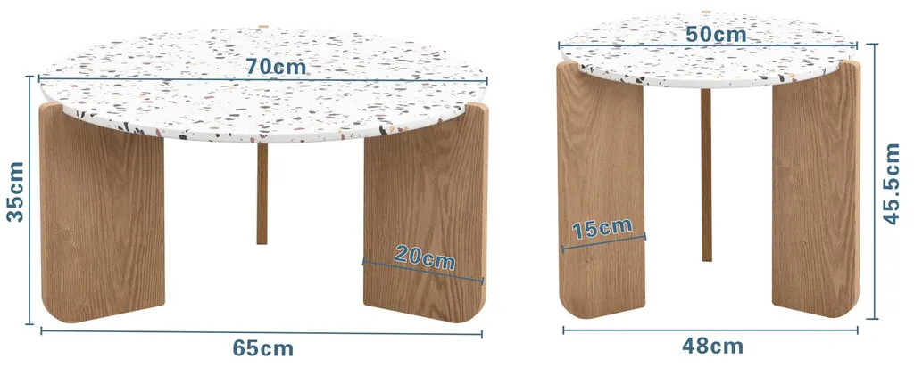 Table Basse Gigogne Composable Moderne Coloris Naturel pour Petit Salon