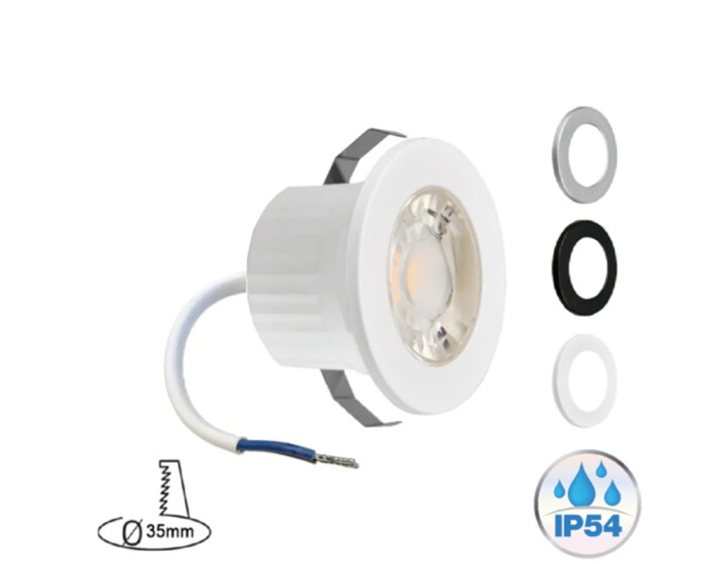 LED Minispot 3W klein Einbauleuchte Einbauspot Einbaustrahler 3 Blenden Schwarz, Silber und Weiß IP54 Feuchtraumgeeignet 230V 6500K Kaltweiß Bad