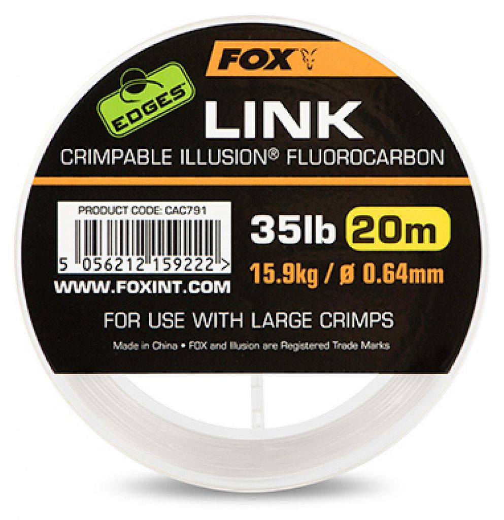 Fox Edges Link Crimpable Illusion Fluorocarbon - 20m Karpfenvorfach, Durchmesser/Tragkraft:0.64mm / 35lb