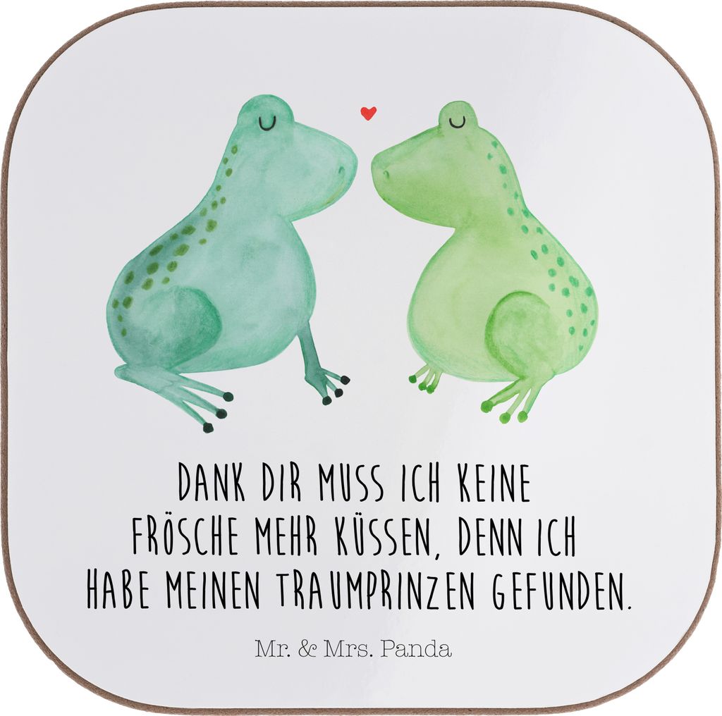 Mr. & Mrs. Panda Untersetzer Glas Frosch Liebe - Weiß - Geschenk, Freundin, Hochzeitstag, bieruntersetzer, Frösche, Tischuntersetzer, Tischschone...