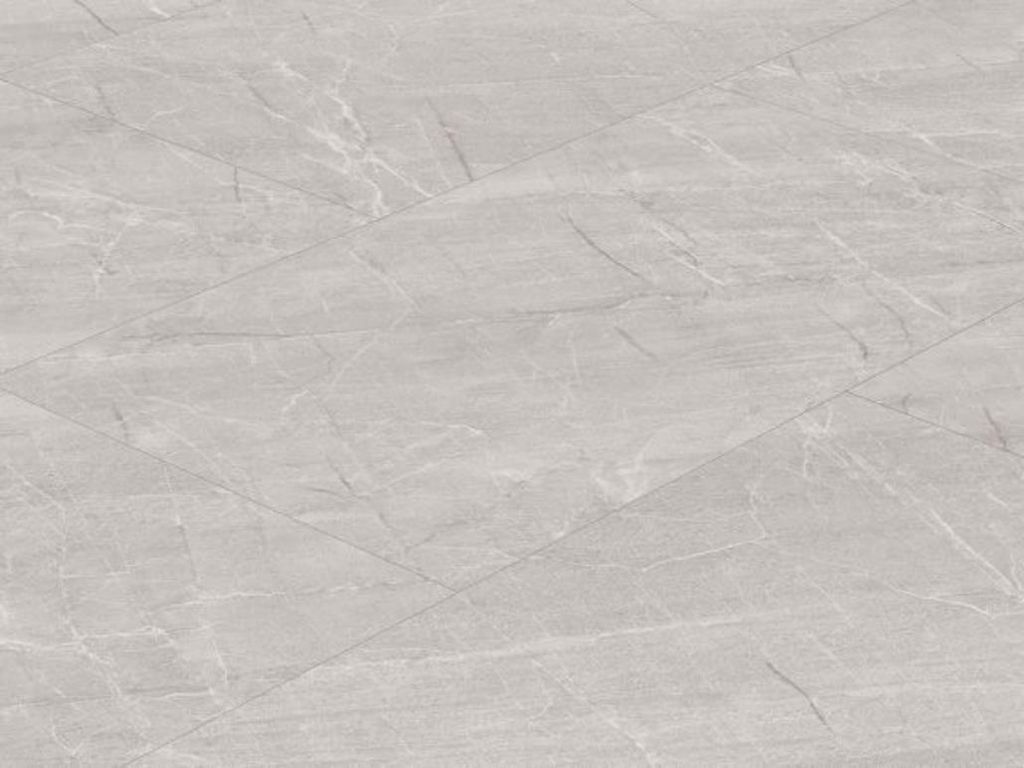 A close-up, overhead view of a light gray marble-patterned floor tile.