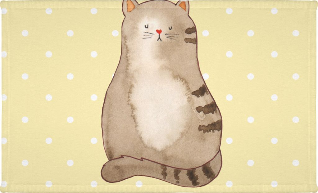 Mr. & Mrs. Panda Handtuch Katze Sitzen - Gelb Pastell - Geschenk, 100x50, Liebe, Cat, Händehandtuch, Baumwollhandtuch, Katzen, Cats, kleines, Fami...