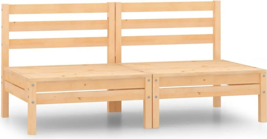 Set Divano Giardino in Legno Massiccio 2 Pezzi - Stile Rustico Naturale