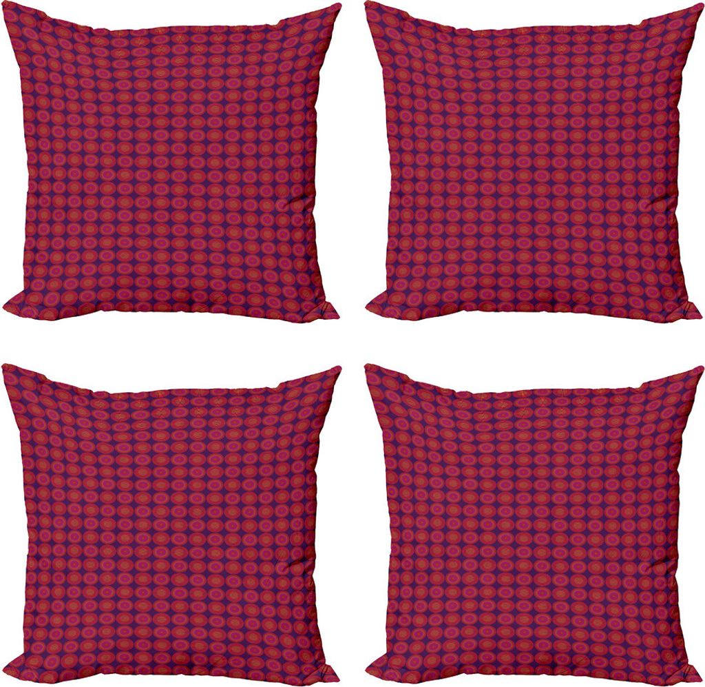 ABAKUHAUS Kreis-Muster Kissenbezug Set (4 Stück), intensive Windende, Moderner Doppelseitiger Digitaldruck, 45 cm x 45 cm, Plum Vermilion