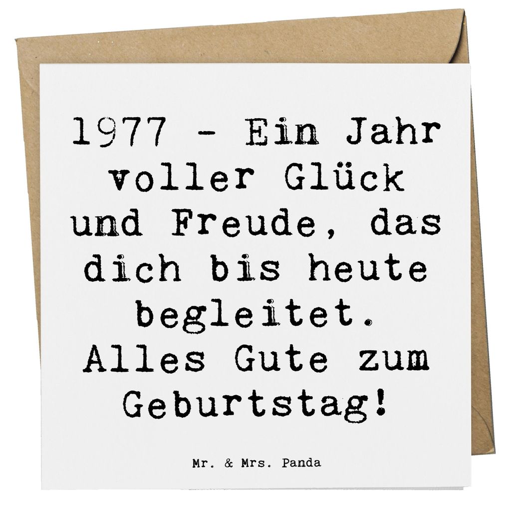 Mr. & Mrs. Panda Deluxe Karte Spruch 1977 Geburtstag - Weiß - Geschenk, gesegnete Geburtstage, Glückwunschkarte, Erinnerungen, Klappkarte, Alter,...