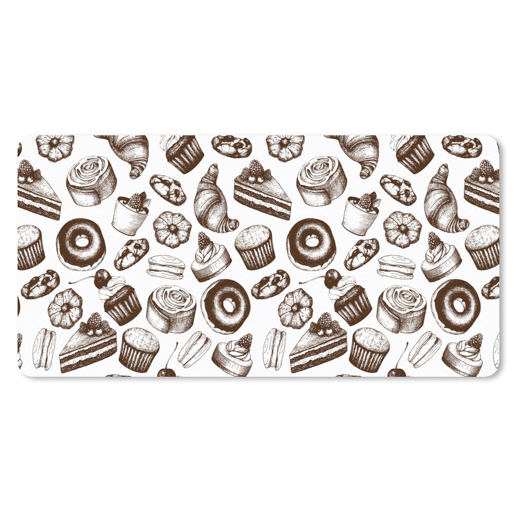 MuchoWow Schreibtischunterlage Brot - Konditorei - Vintage - Design 80x40 cm - XXL Mauspad - Gaming Mauspad