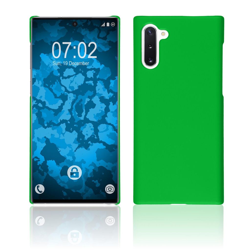 PhoneNatic Case kompatibel mit Samsung Galaxy Note 10 - Hülle grün gummiert Hard-case Cover