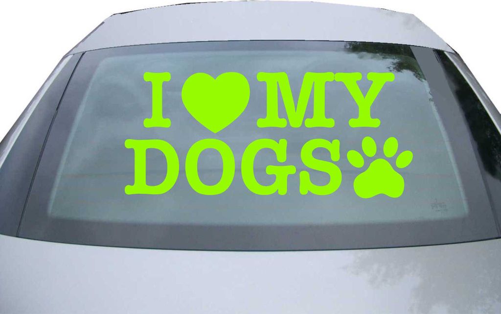 Indigos UG - Aufkleber Heckscheibe & Motorklappe DE2335 - neongrün - 600x285 mm - I love my dogs - Auto Scheiben Fenster Heckklappe Tuning Racing ...