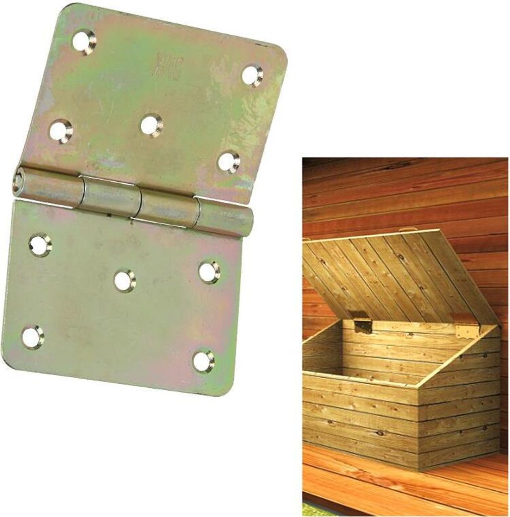 Kistenband mit vernietetem Stift gelb verzinkt 100x70x2,0mm