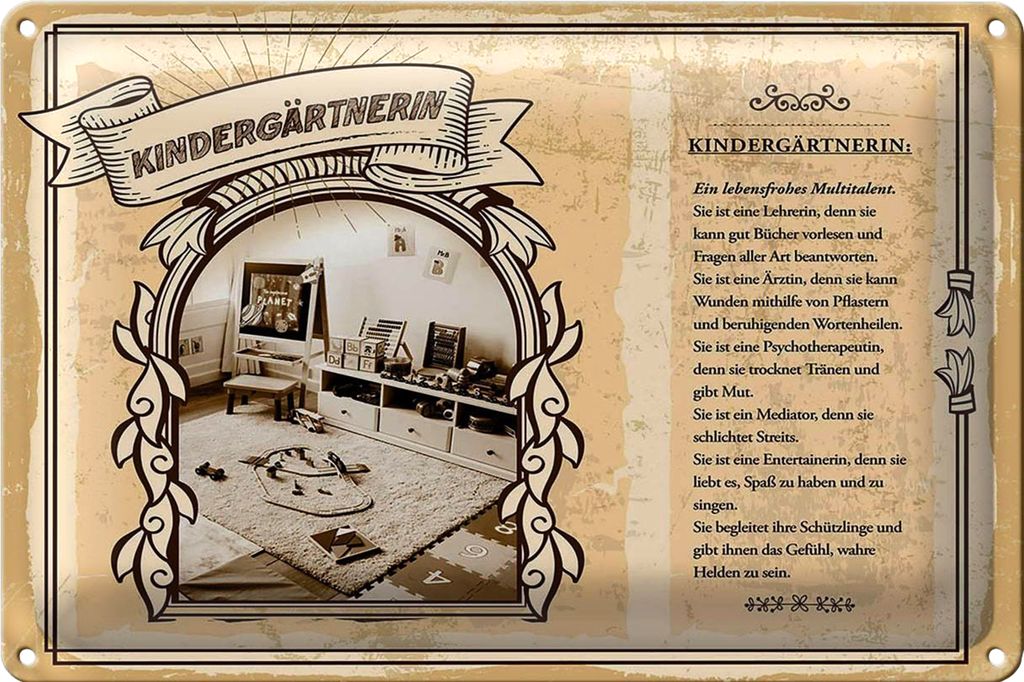 Blechschild Berufe 18x12cm Kindergärtnerin Lehrerin Spaß
