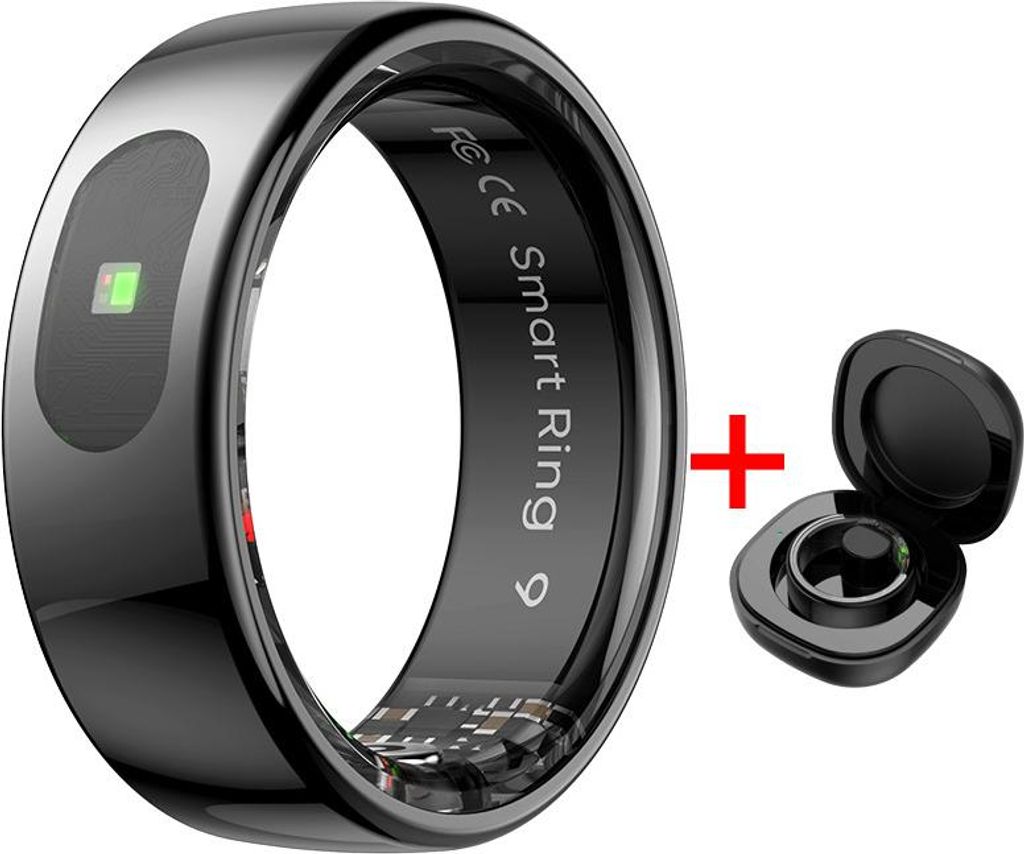 Smart Ring Herzfrequenz- und Blutsauerstoffmonitor Temperatur- und Schlaf-Tracker Kamera-Steuerung 5 ATM wasserdicht, schwarz, 11#