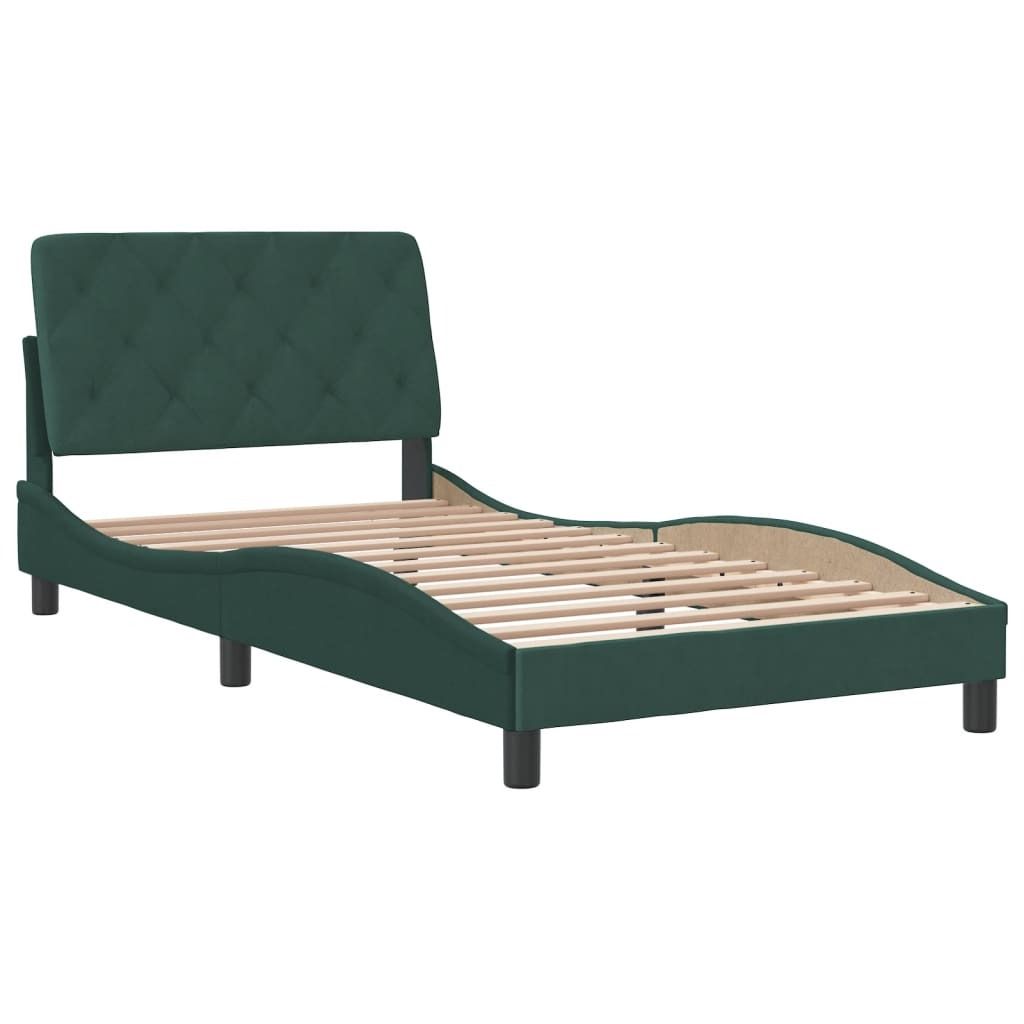 Bettgestell ohne Matratze Dunkelgrün 100x200 cm Samt