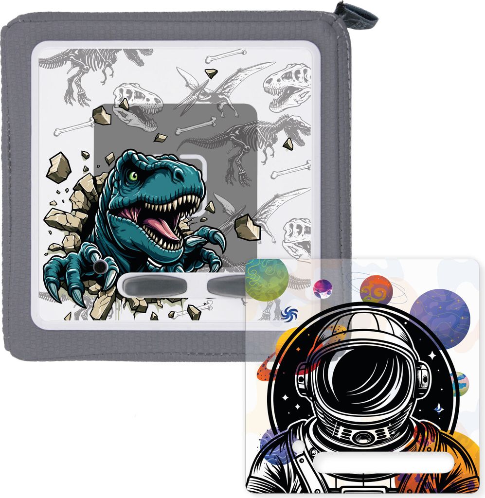 younikat 2er-Set Schutzfolie Schutzcover für Toniebox passgenau geschnitten Selbstklebende Folie I Astronaut und Dinosaurier Motiv I kreatives Zub...