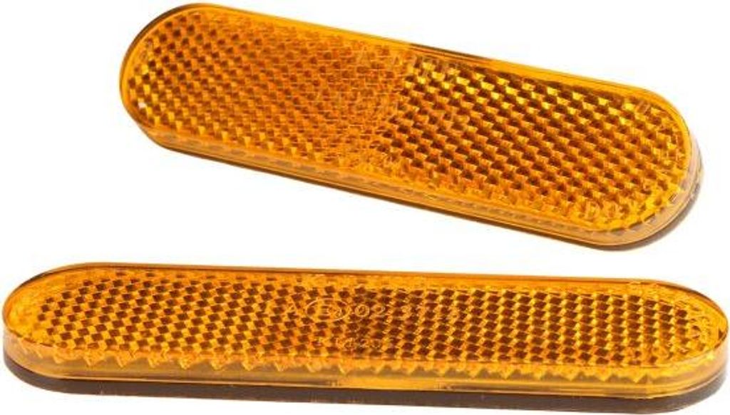 2 Stück Reflektor Katzenauge Set 96x24mm Orange Selbstklebend E-Prüfzeichen