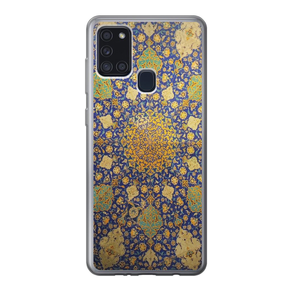 MuchoWow Handyhülle Schutzhülle Hülle für Samsung Galaxy A21s Kreis - Decke - Blau Silikon Softcase Handy Hülle - Hartschale