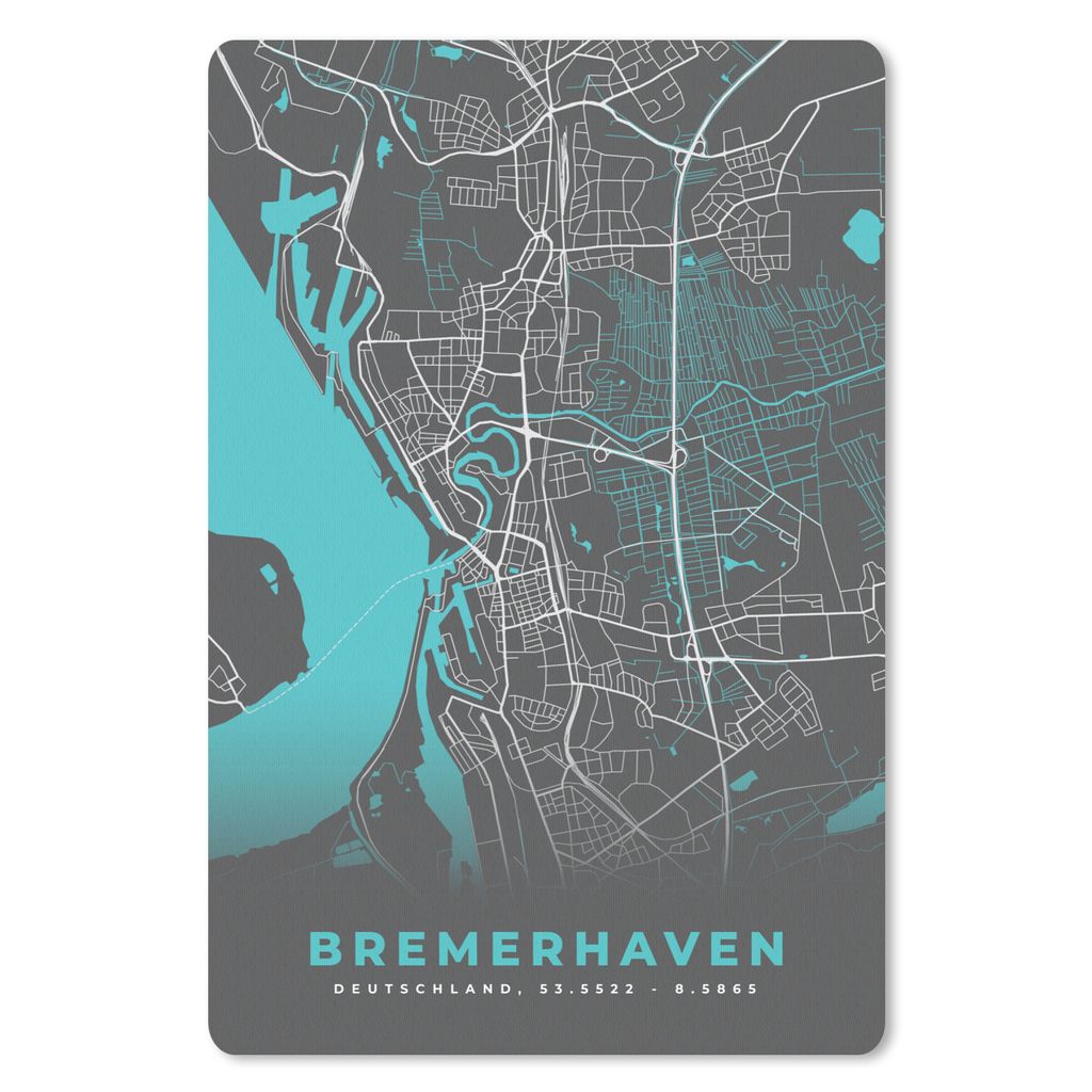 MuchoWow Mauspad Mousepad Blau - Deutschland - Karte - Stadtplan - Bremerhaven 40x60 cm - Mousepads - Maus Mat - Pad - Mausunterlage - Schreibtis...