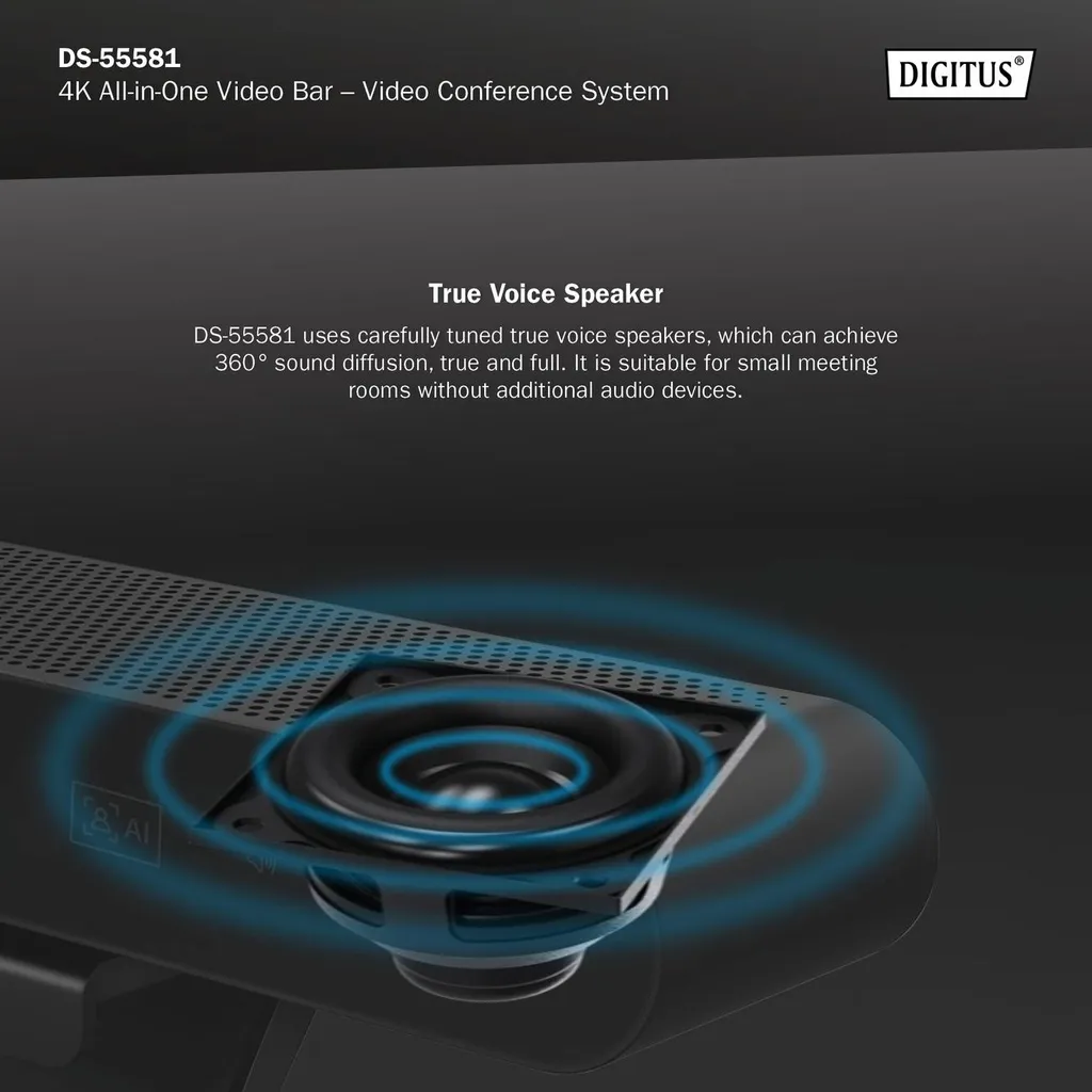 Système visioconférence 4K pour Huddle Rooms - Barre Vidéo DIGITUS USB