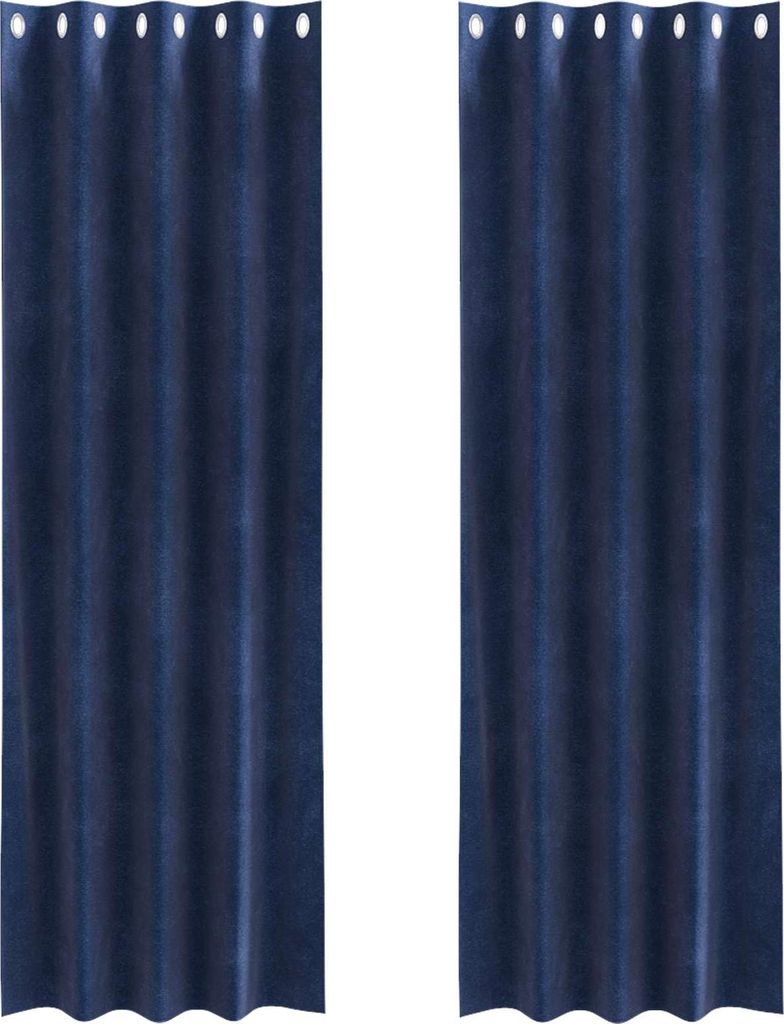vidaXL Verdunkelungsvorhänge 2 pcs Dunkelblau 140 x 225 cm Samt