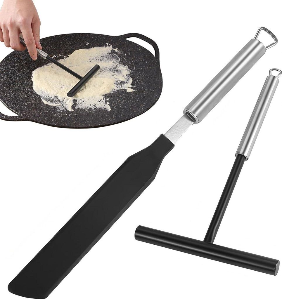 Crepes Verteiler Und Spatel - Teigverteiler Wender F??r Cr??pes Maker - Edelstahl Und Silikon Backwerkzeuge F??r Zuhause K??che Backen Kochen