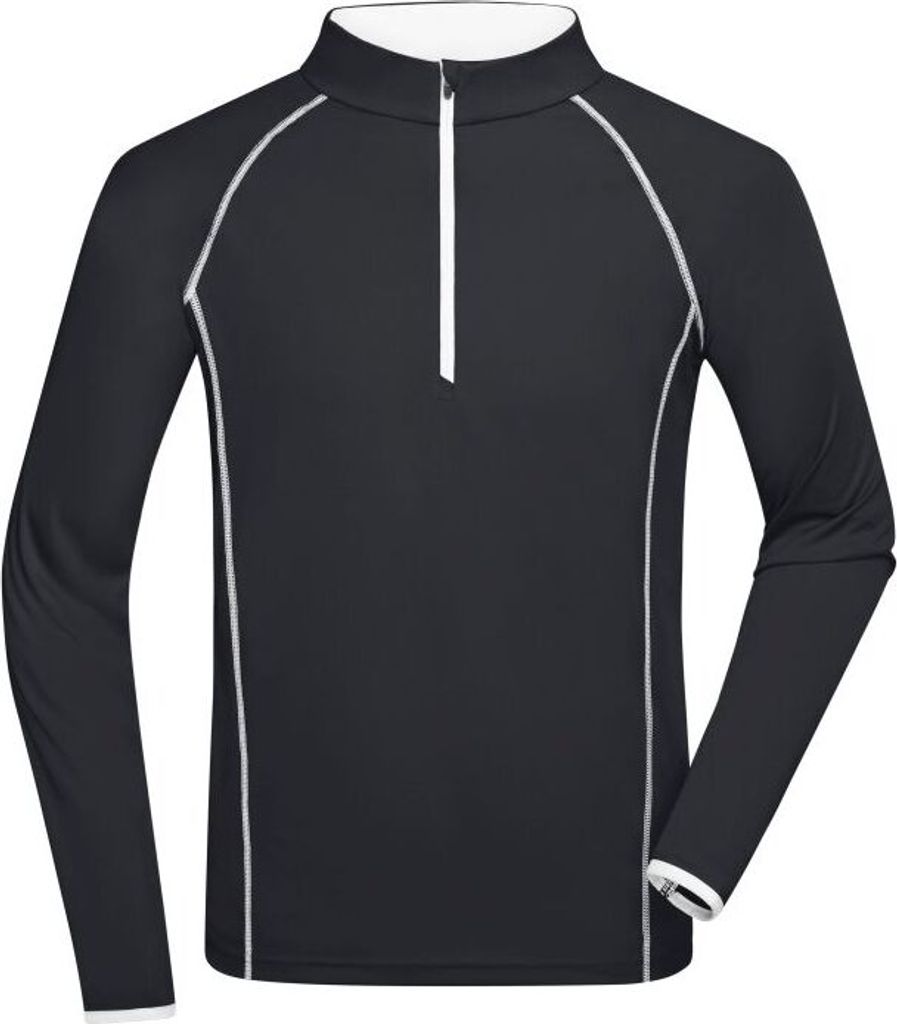 Langarm Funktionsshirt für Fitness und Sport black/white, Gr. M