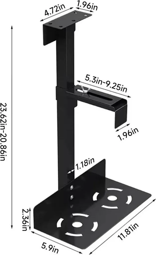 Support pour unité centrale murale en acier noir - Fixation fixe CPU - 6