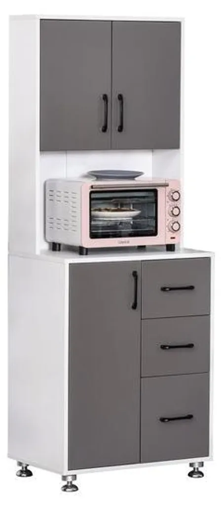 Buffet haut de cuisine en bois avec 3 portes et 3 tiroirs de rangement