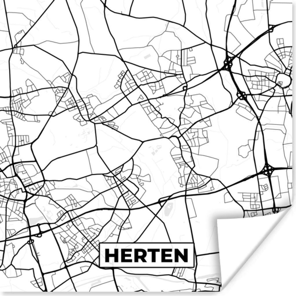 MuchoWow Poster Karte - Hirsche - Stadtplan 50x50 cm - Wohnzimmerdekoration